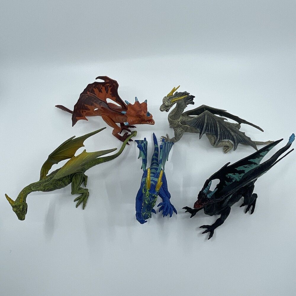 5 Kid Galaxy Poseable Dragons Action Figures Fantasy Toy Lot Jurassic